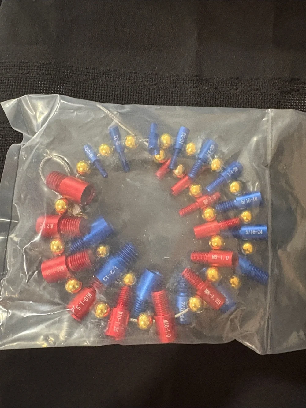Red & Blue Aluminum Keyring Screw Size Organizer - Home Party Supplies